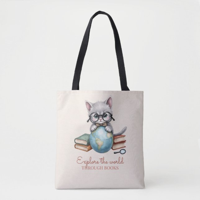 Personalised Cute "Wander Cat"  Tote Bag (Front)