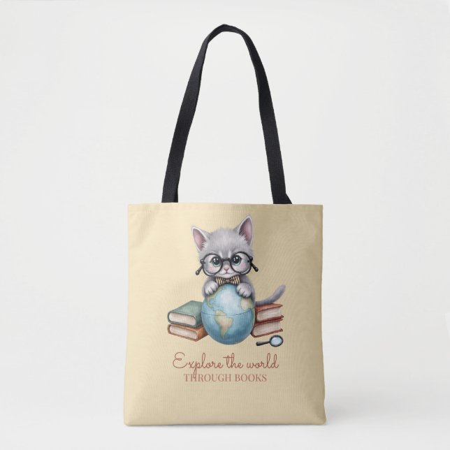 Personalised Cute "Wander Cat"  Tote Bag (Front)