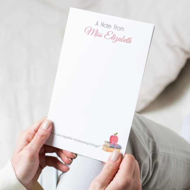 Personalised Cute Watercolor A Note From Teacher (A personalized teacher appreciation notepad, where you can custom all the text on the notepads.)