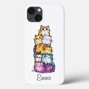 Personalised Cute Watercolor Cats, Minimalist  iPhone 13 Case