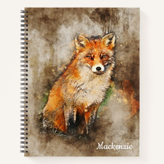 Personalised Cute Watercolor Fox Notebook