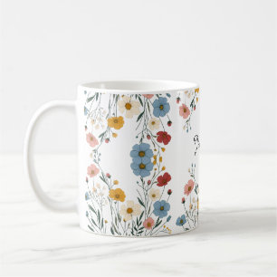 Personalised Cute Watercolor Rustic wildflower Coffee Mug
