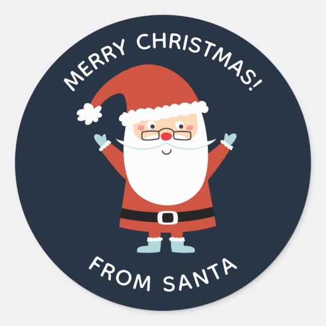 Personalised Cute Whimsical Christmas Santa Classic Round Sticker (Front)