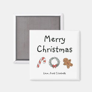 Personalised Cute Whimsical Simple Merry Christmas Magnet