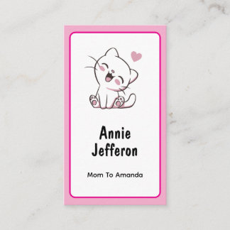 Personalised Cute White Kitty Mum Calling Card