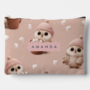Personalised Cute Winter Owl with Cocoa Pattern Accessory Pouch
