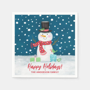 Personalised Cute Winter Snowman Christmas  Napkin