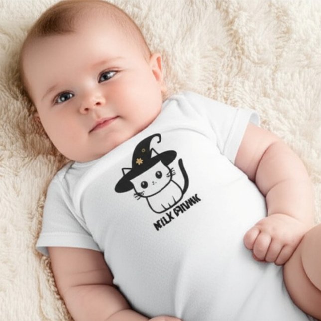 Personalised Cute Witch Cat Funny Halloween Baby Bodysuit (Creator Uploaded)
