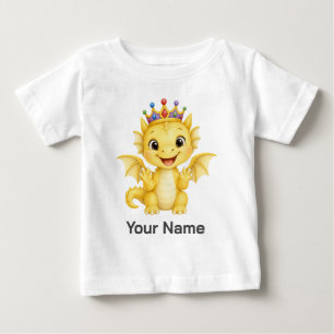 Personalised Cute Yellow Baby Dragon Crown Toddler T-Shirt