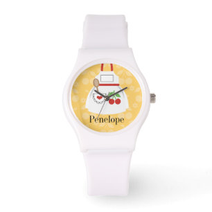 Personalised Cute Yellow Kitchen Apron Watch