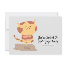 Personalised Cute Yoga Cat Theme Invitation