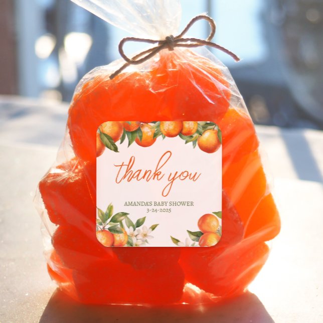 Personalised Cutie Thank You Square Sticker (Personalized Baby Shower Thank You Sticker)