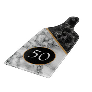 Personalised Cutting Board Gift Black White Marble