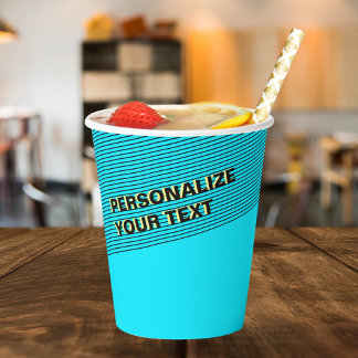 Personalised Cyan Blue Cool & Modern Neon Party Paper Cups
