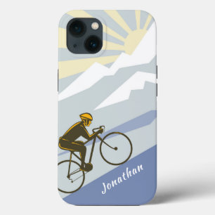 Personalised Cyclist Biking up Mountain Road Bike iPhone 13 Case