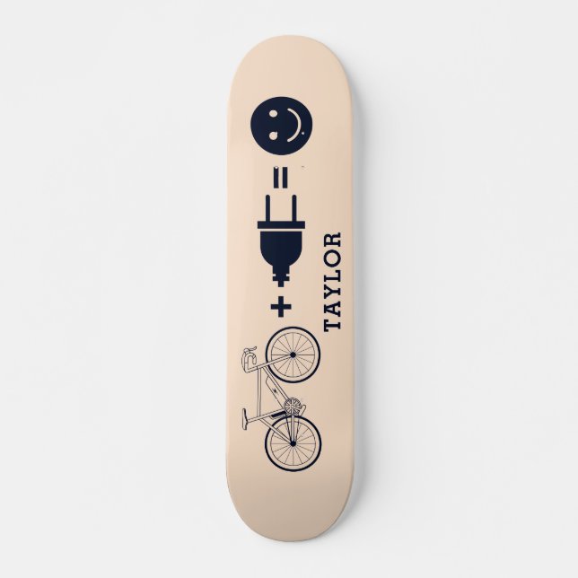 Personalised Cyclist E Bike Makes Me Happy Skateboard (Front)