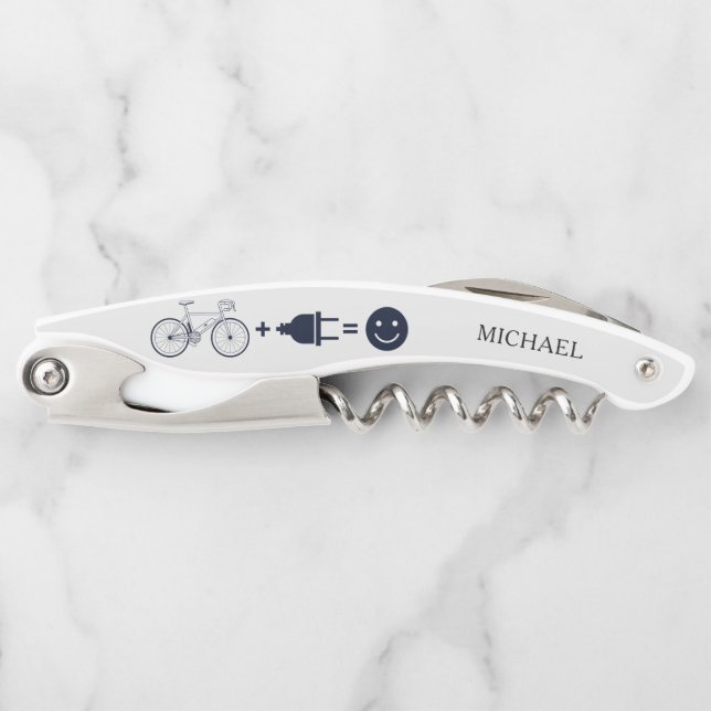 Personalised Cyclist eBike Makes Me Happy Corkscrew (Front)