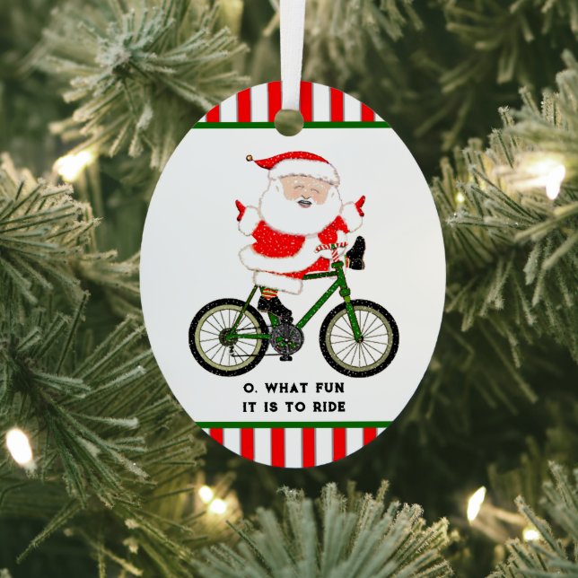 Personalised Cyclist Holiday Gift Metal Tree Decoration (Insitu)