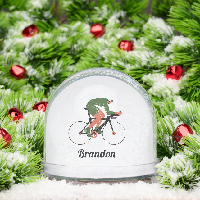 Personalised Cyclist Snow Globe Gift (Christmas)