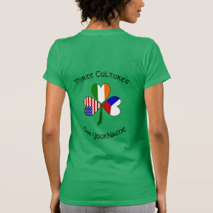 Personalised Czechia Ireland USA Shamrock Women’s T-Shirt