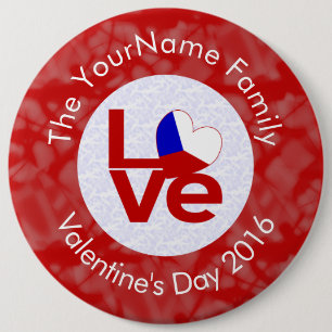 Personalised Czechia Red LOVE Flag 6 Cm Round Badge