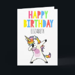 Personalised Dabbing Unicorn Girl Happy Birthday Card<br><div class="desc">Personalised Dabbing Unicorn Girl Happy Birthday</div>