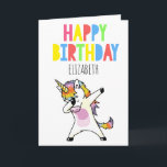 Personalised Dabbing Unicorn Girl Happy Birthday Card<br><div class="desc">Personalised Dabbing Unicorn Girl Happy Birthday</div>