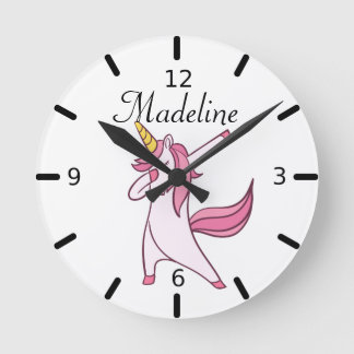 Personalised Dabbing Unicorn Round Clock