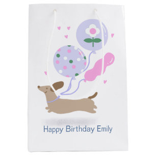 Personalised Dachshund Birthday Party Dog Lover  Medium Gift Bag