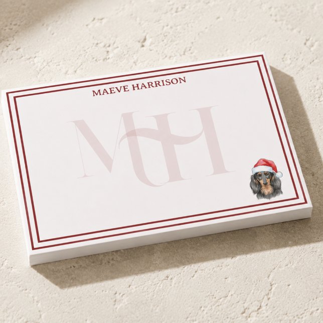 Personalised Dachshund Christmas Custom Monogram Post-it Notes (Personalized Dachshund Christmas Custom Monogram Post-it Notes)