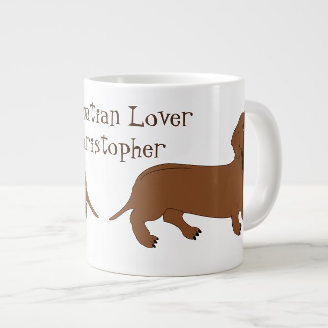 Personalised Dachshund Design Large Coffee Mug (Front Right)