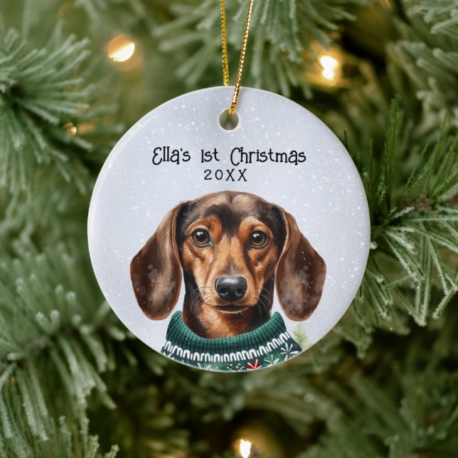 Personalised Dachshund Dog Ceramic Tree Decoration (Tree)