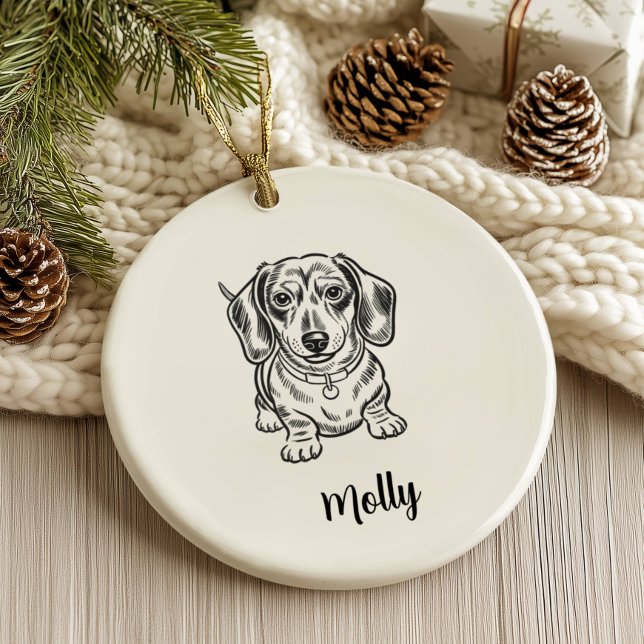 Personalised Dachshund Dog Christmas Ceramic Tree Decoration (Creator Uploaded)