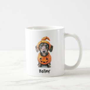 Personalised Dachshund Halloween Pumpkin Dog Coffee Mug