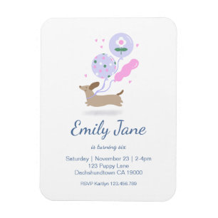 Personalised Dachshund Lover Birthday Party Pink Magnet