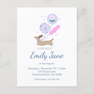 Personalised Dachshund Lover Birthday Party Pink Postcard