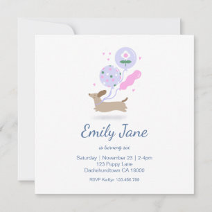Personalised Dachshund Lover Birthday Party Pink Save The Date