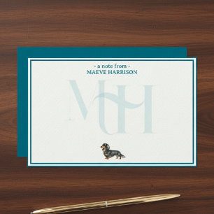 Personalised Dachshund Note Monogram Card Set