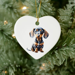 Personalised Dachshund Puppy Ceramic Tree Decoration