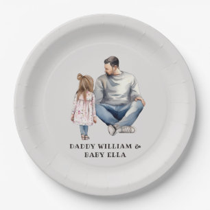 Personalised Dad and Daughters (12) Paper Plate