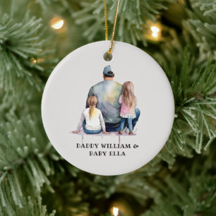 Personalised Dad and Daughters (9) Ceramic Tree Decoration