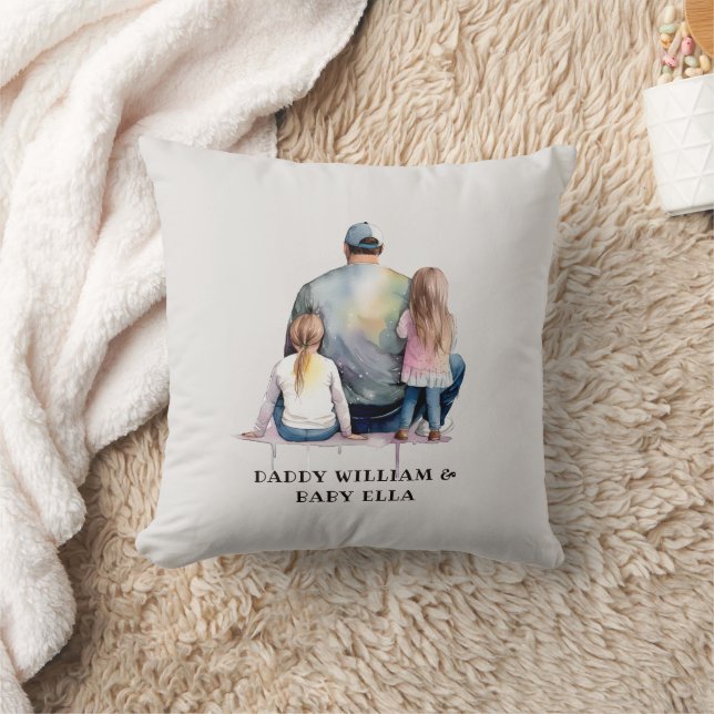 Personalised Dad and Daughters (9) Cushion (Blanket)