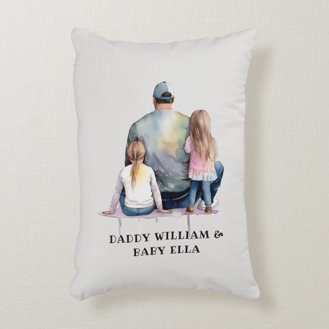 Personalised Dad and Daughters (9) Decorative Cushion (Front(Vertical))