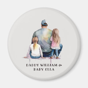 Personalised Dad and Daughters (9) Magnet