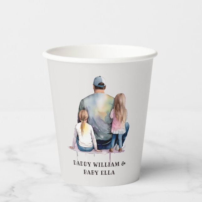 Personalised Dad and Daughters (9) Paper Cups (Front)