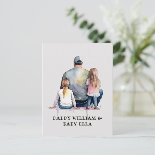 Personalised Dad and Daughters (9) Postcard (Standing Front)
