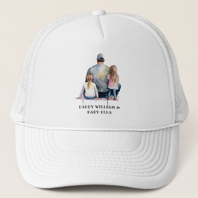 Personalised Dad and Daughters (9) Trucker Hat (Front)