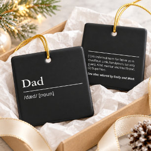 Personalised Dad definition modern simple black Ceramic Ornament