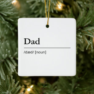 Personalised Dad definition modern simple white Ceramic Ornament