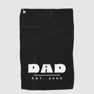 Personalised Dad Est. Year - Modern Black & White Golf Towel